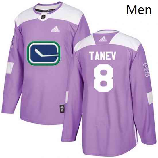 Mens Adidas Vancouver Canucks 8 Christopher Tanev Authentic Purple Fights Cancer Practice NHL Jersey